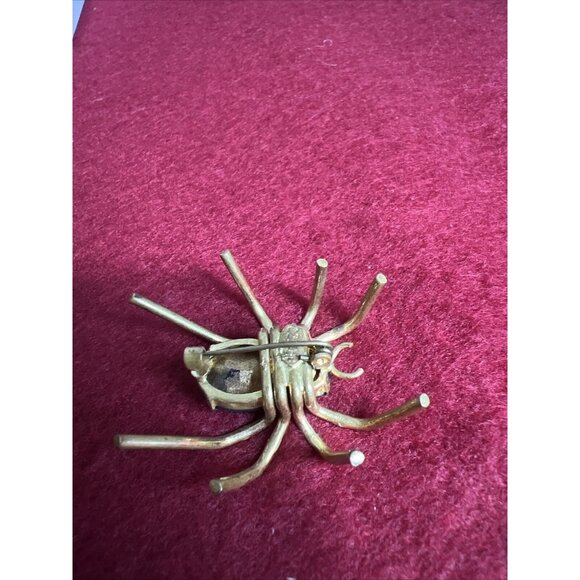 RARE Antique Victorian CZECHO Stamped Gold Filled Ornate European Spider Brooch - Picture 6 of 9